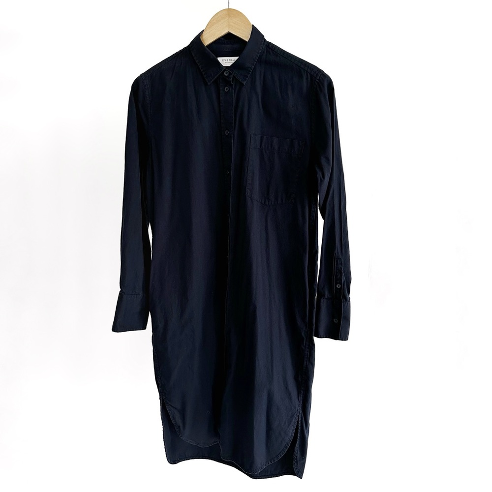 Everlane Navy Long Sleeve Shirt Dress
